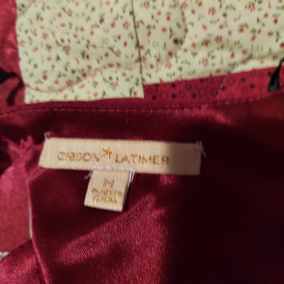 Gibson Latimer Long Sleeve Red Burgundy Wide Leg One Piece jumpsuit Size M - Picture 10 of 10